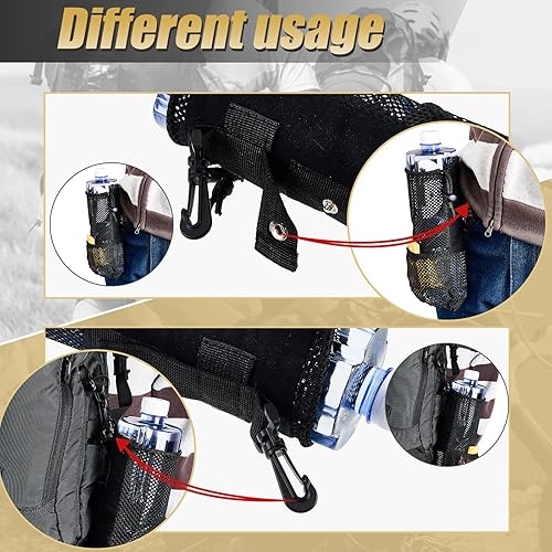Miniatura 4 de Riakrum 2 soportes para botellas de agua para mochila plegable de malla para agua y aperitivos, bolsa ajustable, accesorios tácticos, portabotellas