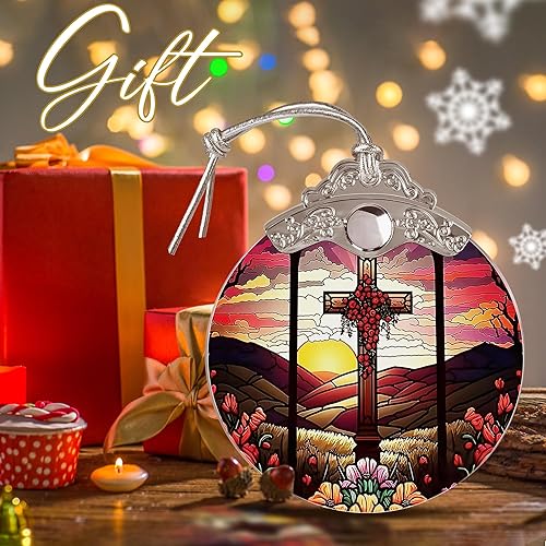 Miniatura 7 de Adorno de cruz de Navidad, adorno de cruz de Jocidea - Decoraciones colgantes de cruz - Adorno de árbol de Navidad de cruz - Atrapasoles de cruz -