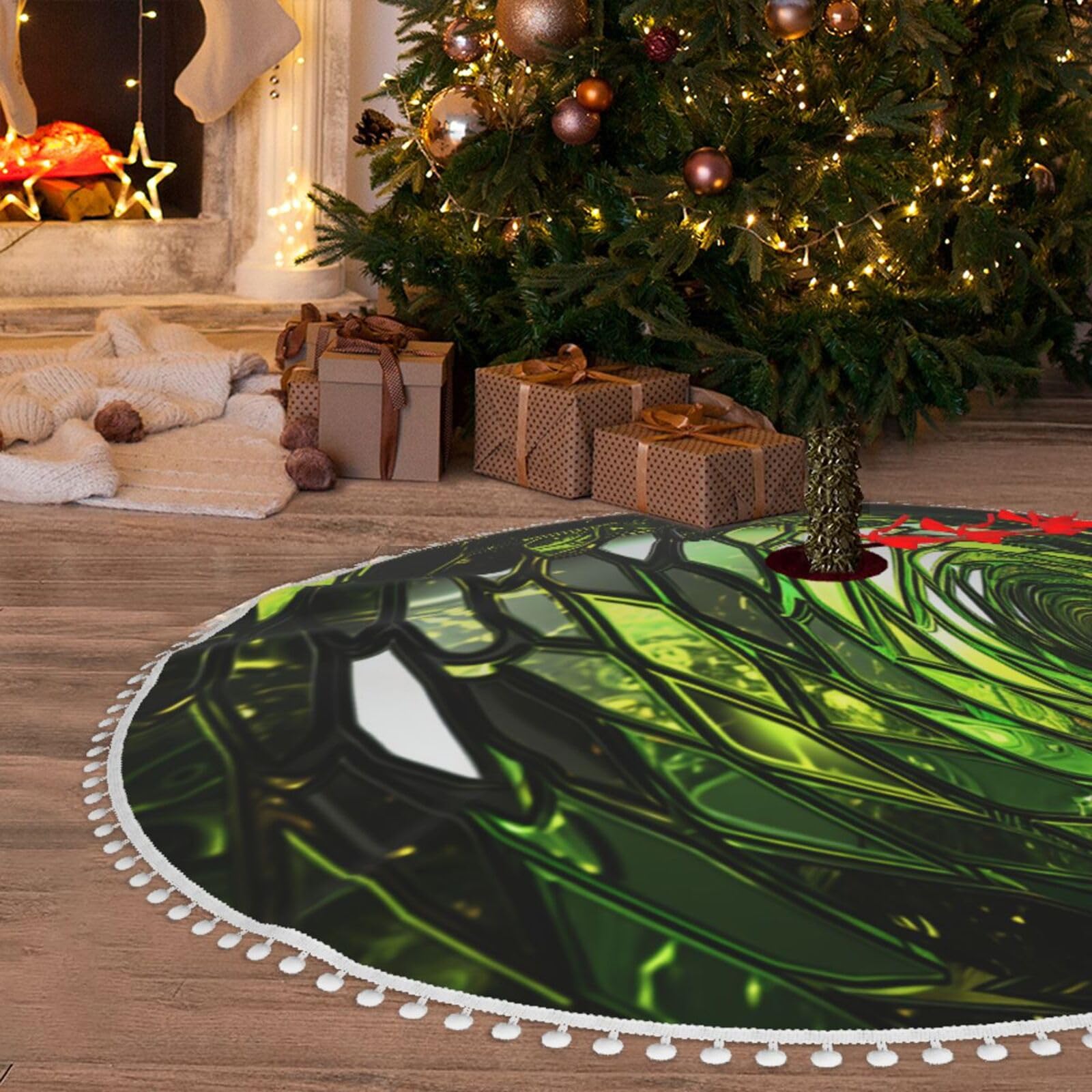 Jupe de sapin de Noël en peluche douce tapis de fête pour de doux souvenirs