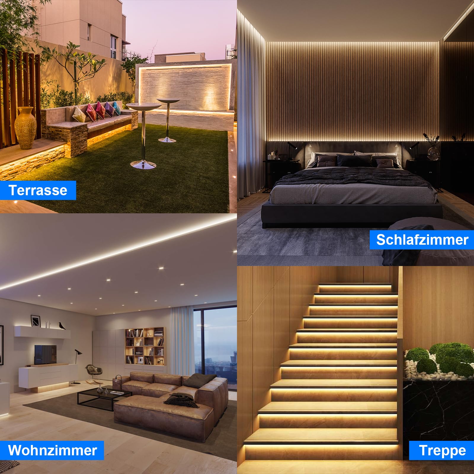 LED Aluminium Profil 12 x 1m Schwarz Abdeckung Endkappen Montageklammer für LED-Streifen