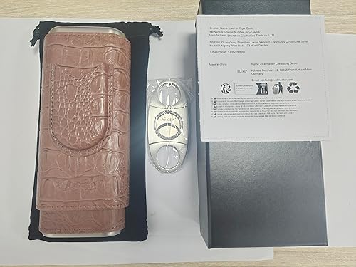 Miniatura 7 de Scotte Estuche de viaje de cuero para cigarros, funda de viaje con forro de madera de cedro, caja de humidor de cigarros portátil con cortador de