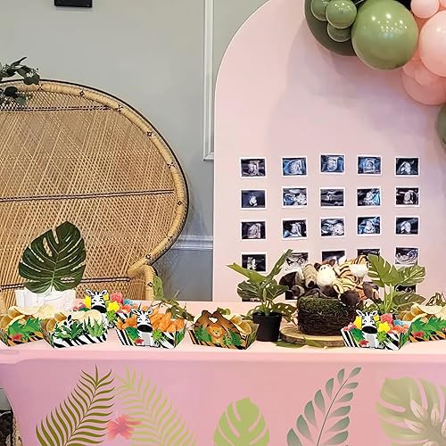 Miniatura 6 de Caoekego 24 Pcs Jungle Safari Snack Trays Party SuppliesJungle Animals Food Boats Bowl for Wild One Birthday Party Wedding Baby Shower Tropical