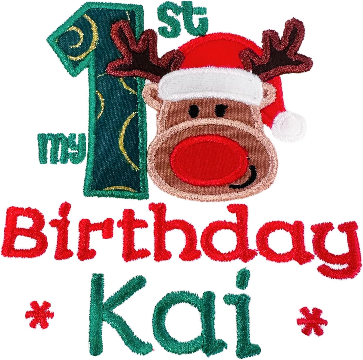 First Birthday Christmas Outfit Bodysuit Unisex Personalized with Custom Name
