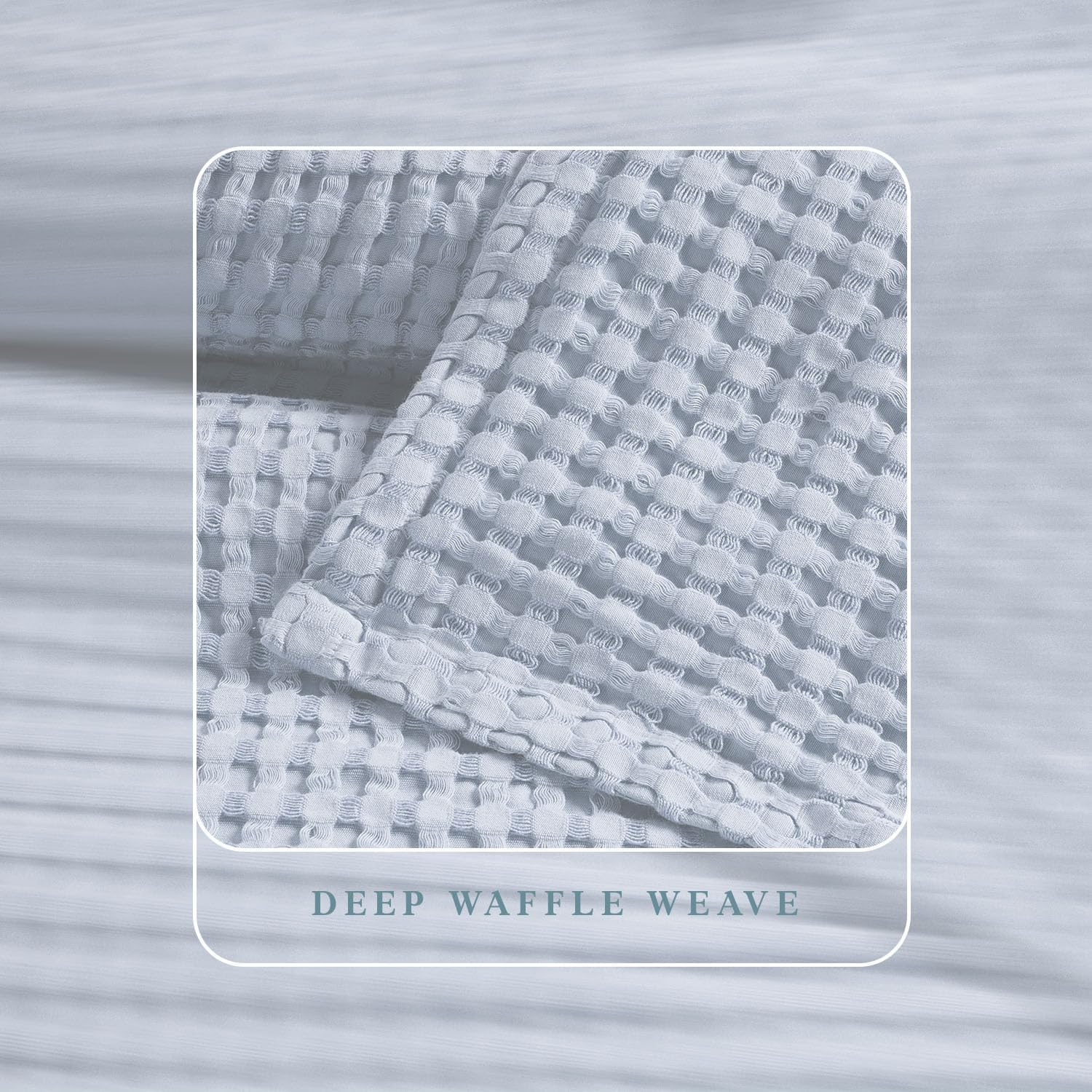Threadmill Cooling Blanket Twin Size Waffle Weave| Breathable, Lightweight & Ultra-Soft | Made from Rayon Derived from Bamboo | Waffle Throw for Couch and Sofa | 68 x 92 Inches | Light Blue - Image 9