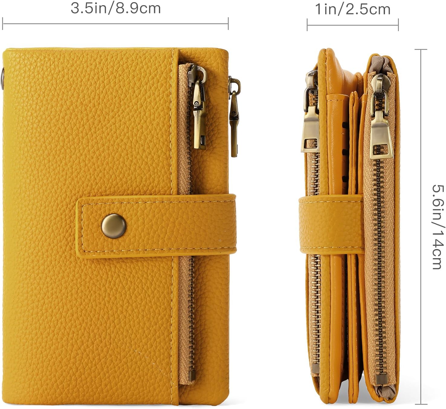 SENDEFN Small Wallet for Women Leather RFID Blocking Wristlet Wallet Credit Card Holder with Double Zipper Coin Purse Ladies Bifold Purse - Image 5