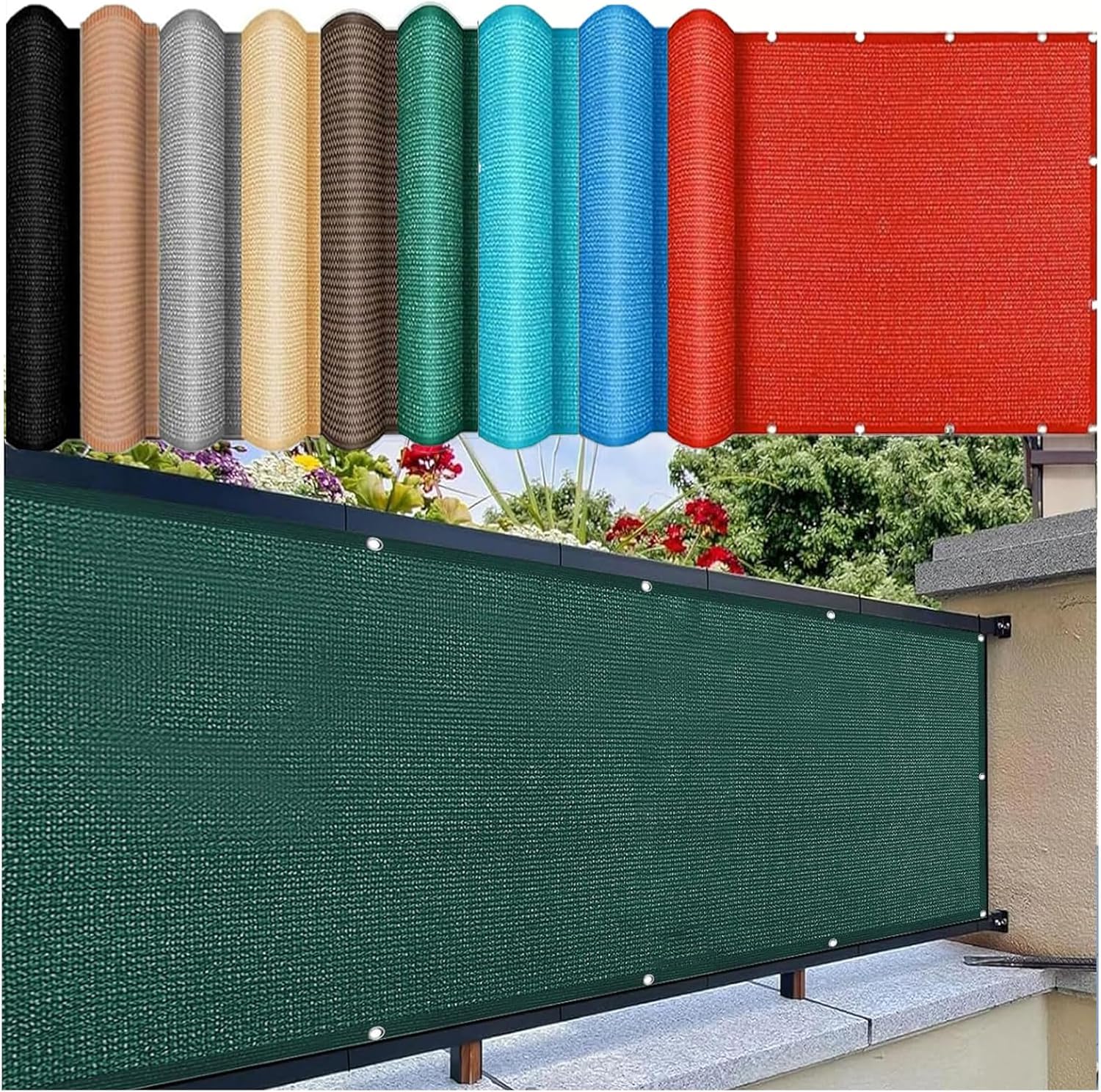 Malla de Sombra Exterior Verde Oscuro 9mx13m con Ojales - Red de Protección Solar para Malla de Ocultacion Jardín Balcón - 90% UV Tela Sombreadora Transpirable y Resistente