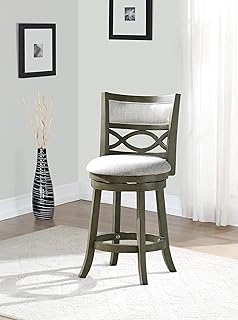 New Classic Furniture Manchester Swivel Counter Stool, 24-Inch, Antique Grey