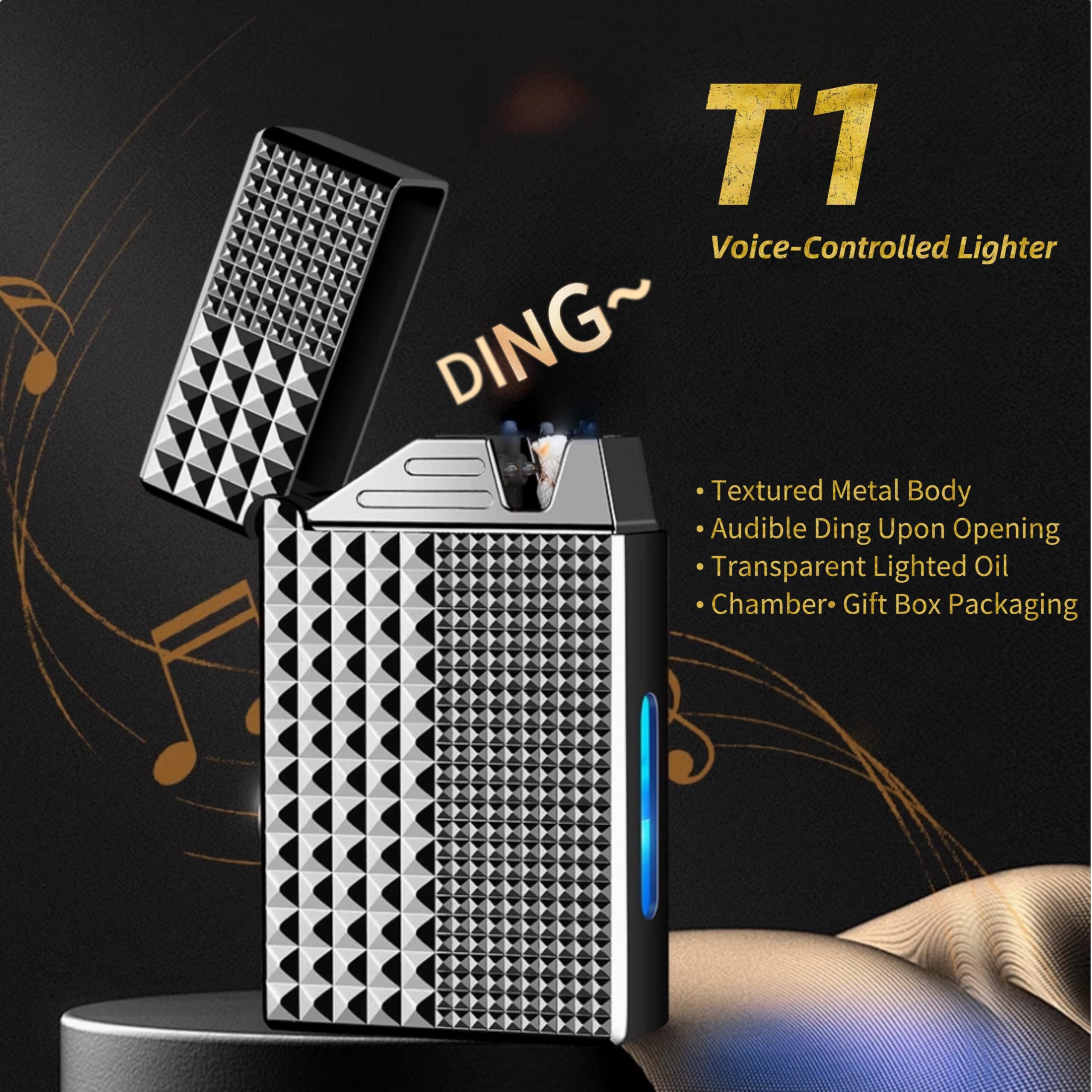 CUIYKAI Voice-Controlled Lighter T1, Sound-Activated, Shake
