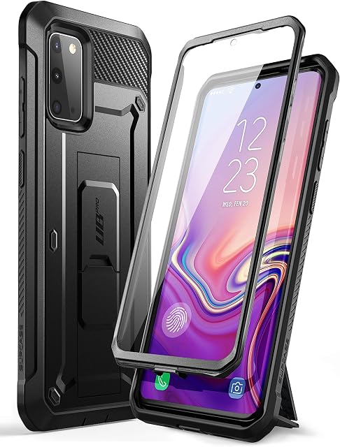 SUPCASE UB Pro Series Designed for Samsung Galaxy S20 5G Case, Built-in Screen Protector with Full-Body Rugged Holster & Kickstand for Galaxy S20 (2020 Release) (Black) - 6.2 inches