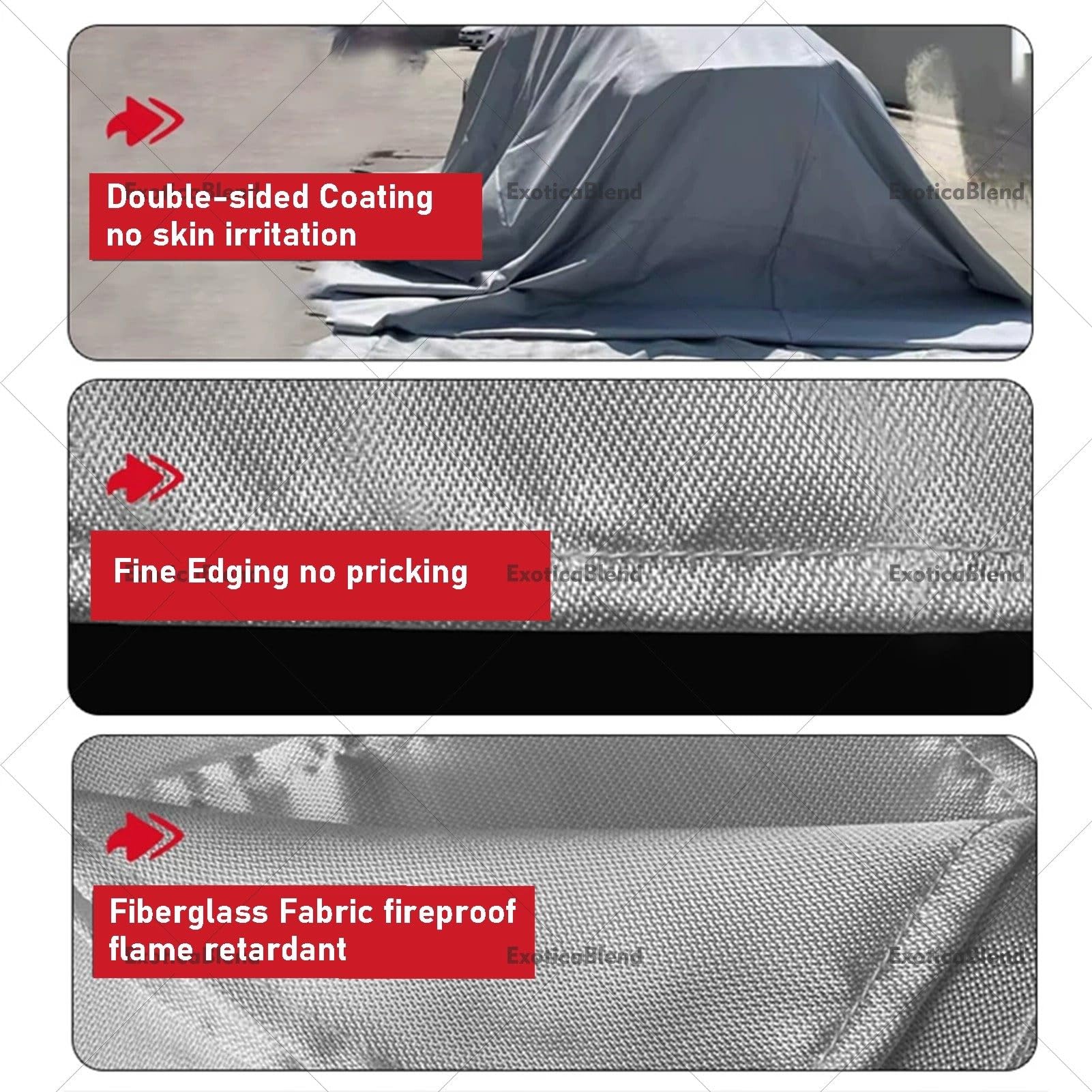 Manta Ignífuga para Coche, Mantas Ignífugas de Emergencia para Coche, Manta Extintora para Vehículos Eléctricos, Camiones y Automotores (Fibra de Vidrio + Silicona de Doble Cara) 3x4m