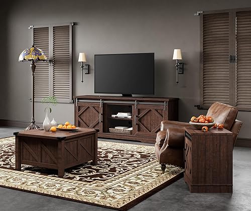 Miniatura 25 de WAMPAT Moderno soporte de TV de granja para televisores de hasta 65 pulgadas con puerta corrediza de granero, centro de entretenimiento de madera