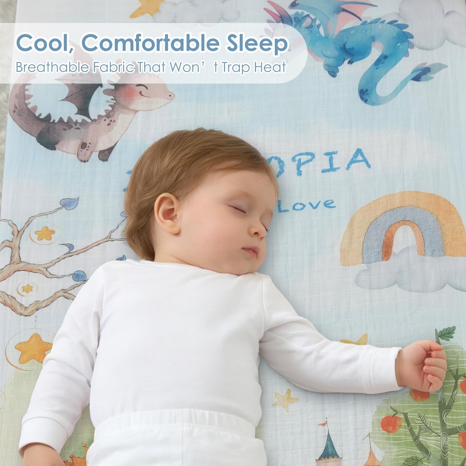 Crib Sheets 2 Pack, 100% Cotton Fitted Crib Sheets for Baby Boys & Girls, Soft Breathable Baby Crib Sheet, Snug Fit for 52 x 28 Mattress (3–8"), Nursery Bedding Set, Royal Explorer’s Tale