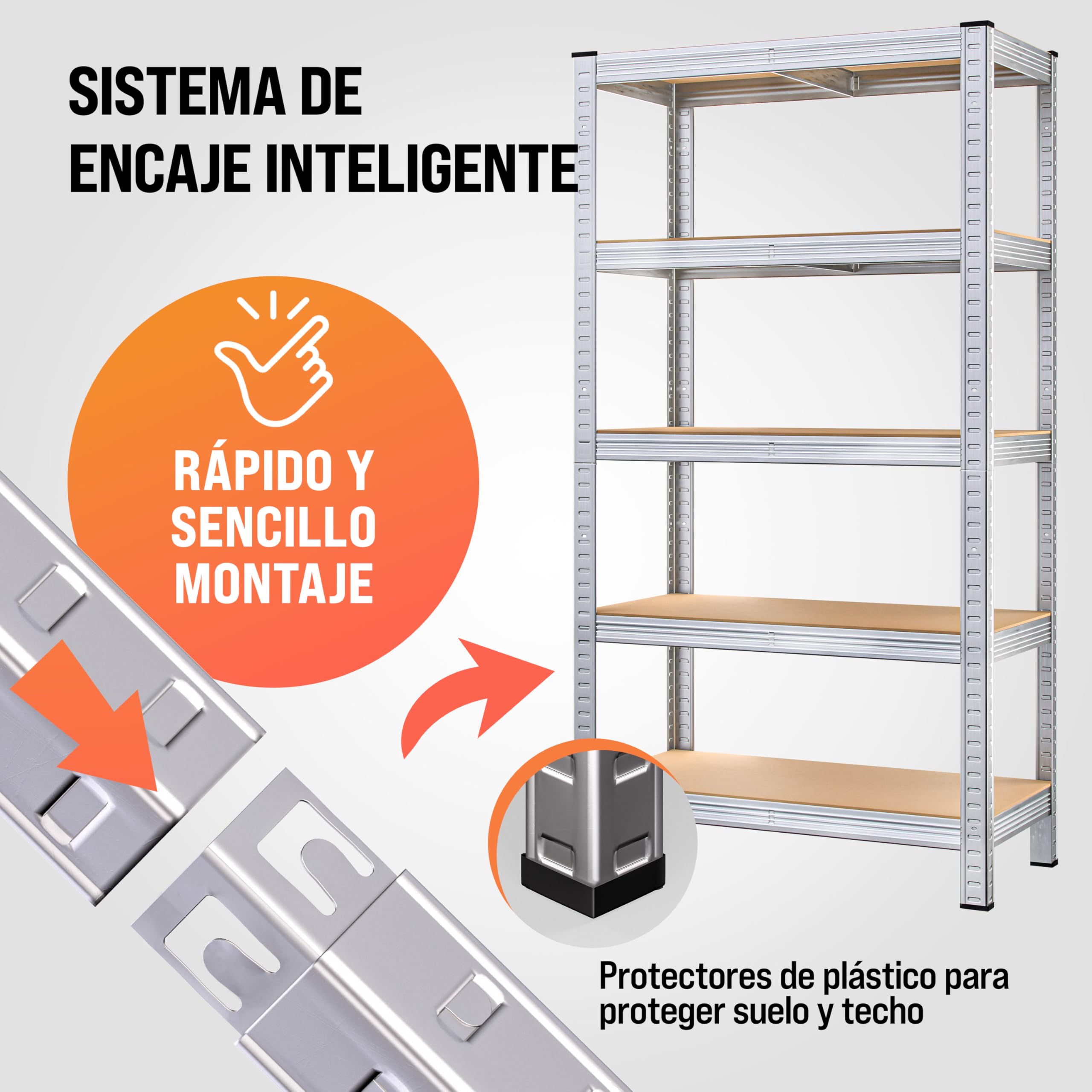 Monzana 2X Estanterías Almacenaje Metálicas Galvanizadas 180x90x40Cm Plata | 1750 kg, Modular, Trastero, Cocina, Despensa, 5 Estantes Baldas Ajustables, Carga Pesadas, Metálicas, Garaje,Almacenamiento