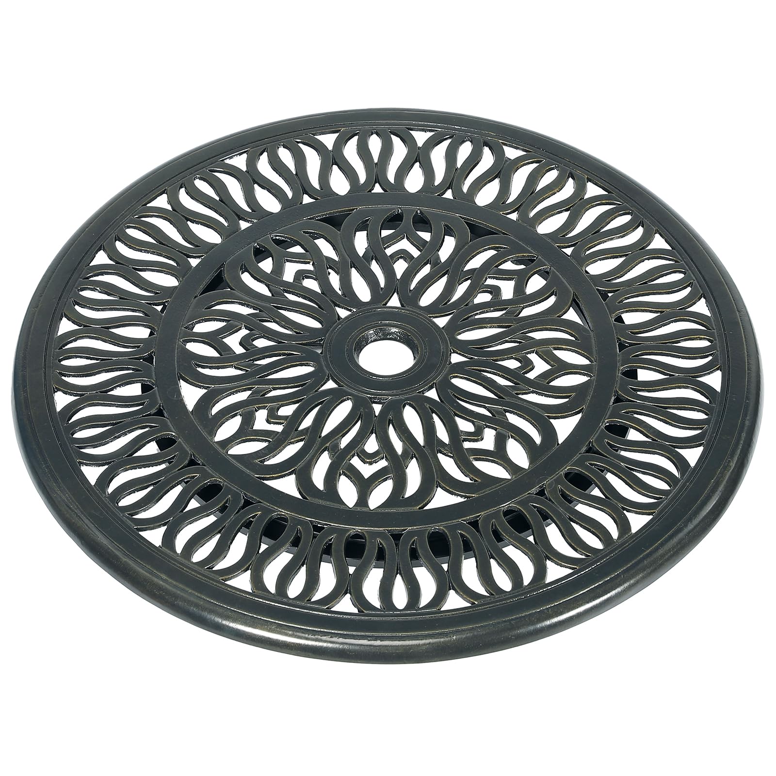 VIVIJASON 24" Cast Aluminum Lazy Susan Turntable, 360° Rotating Display Tray with Silent Bearings, Round Table Top Swivel Serving Plate with Umbrella