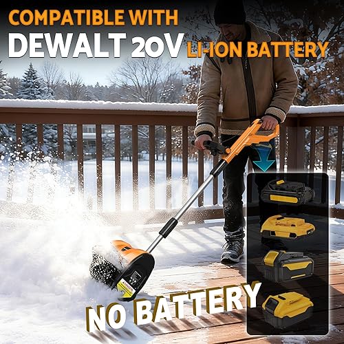 Miniatura 6 de Pala de nieve inalámbrica compatible con batería Dewalt de 20 V máxima (sin batería), pala de nieve eléctrica de 12 pulgadas con luces LED y canal