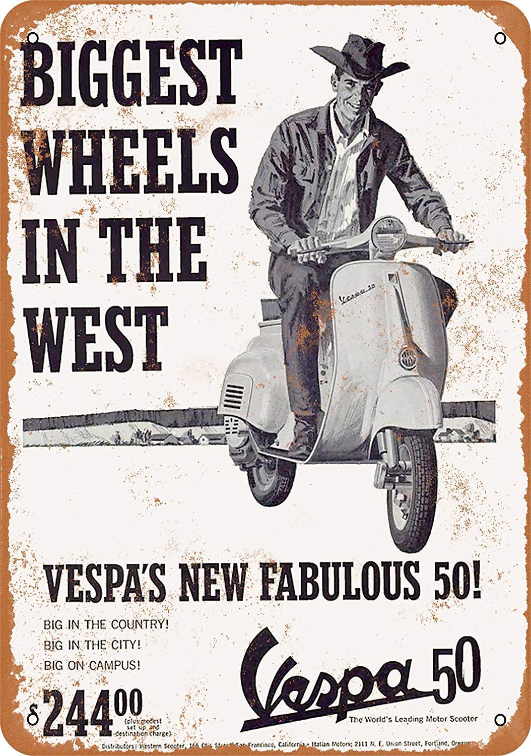 mefoll 12x16 METAL SIGN - Vespa 50 - Retro Wall Decor Home Decor Funny Novelty Tin Sign Bar Decor