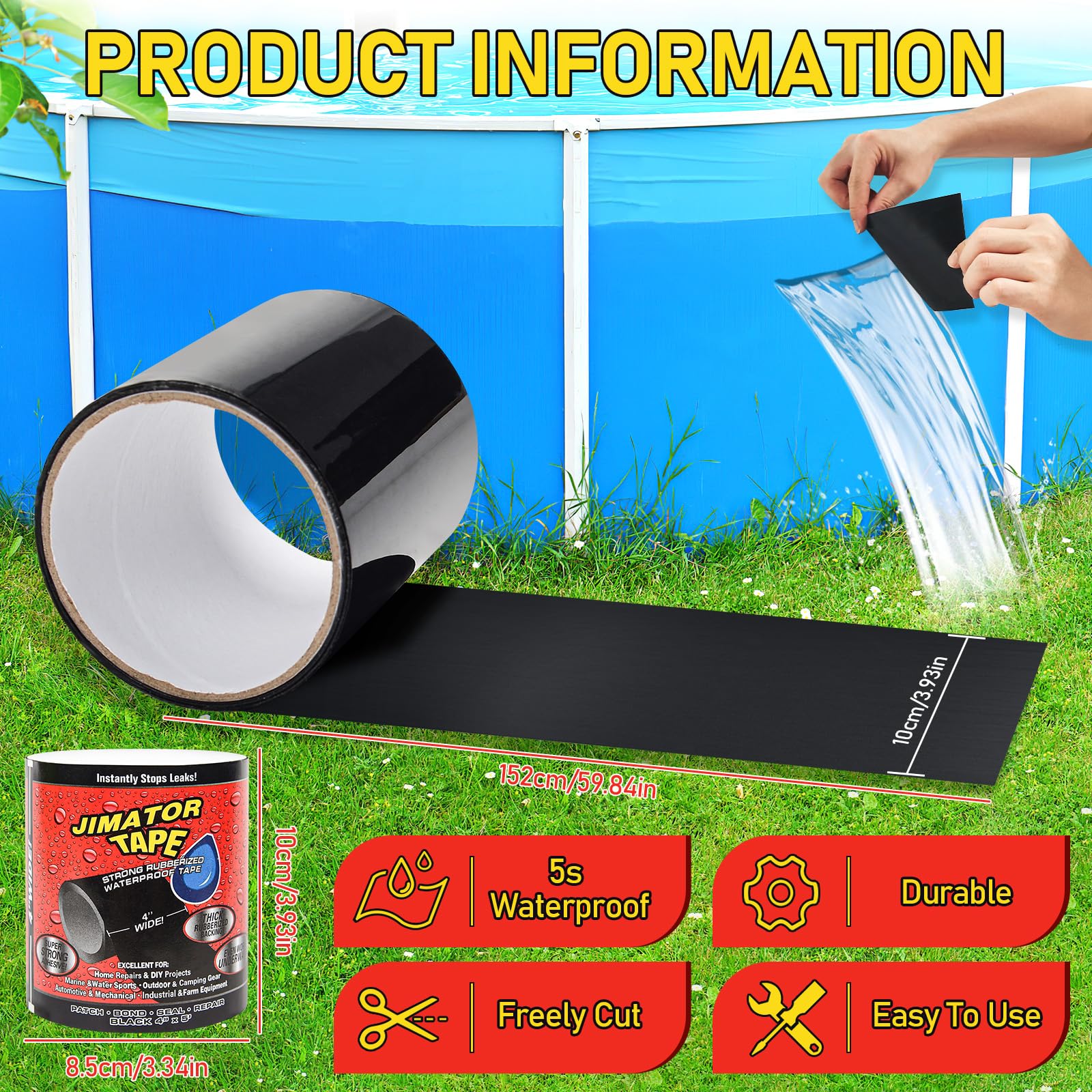 Nastro Riparazione Silicone Nero - Impermeabile, Flessibile, Per Tetti, Tubi, Tendoni, Adesivo Forte - Foto 3