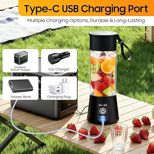 Miniatura 8 de Cordless Portable Personal Size Blender - 2025 Upgraded New Blender for Shakes and Smoothies with 13 Oz BAP Free Juice Cup, USB Rechargeable Freshly