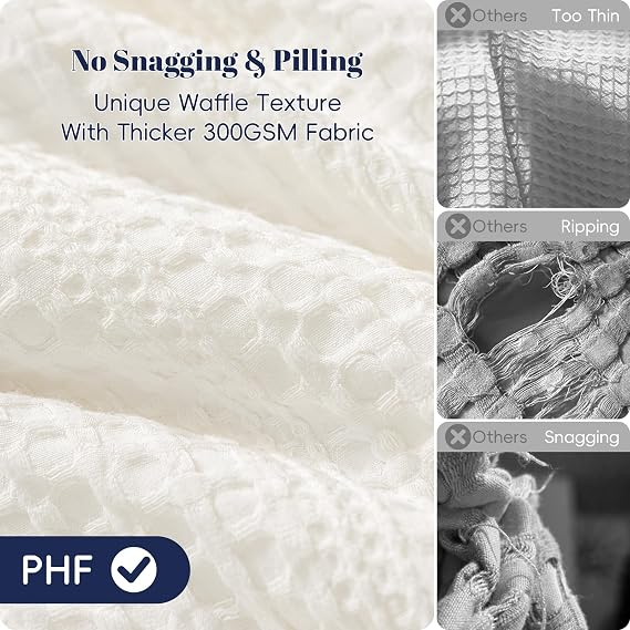 PHF Soft Waffle Duvet Cover Queen Size- Durable Breathable Waffle Weave Duvet Cover(90x90) with 2 Pillow Shams, 3 Pieces Luxury Textured Bedding Set for All Season, Cream