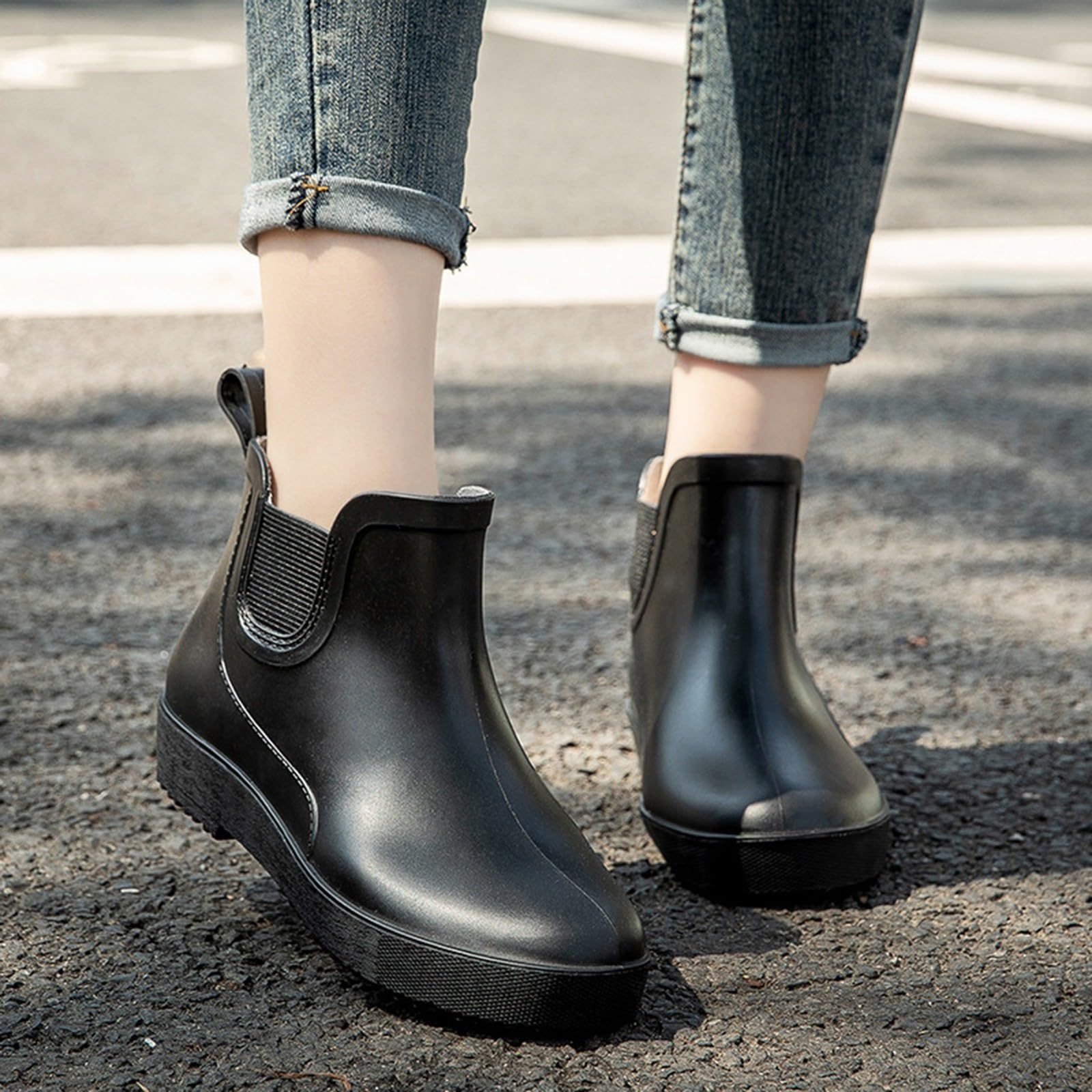 Botas de goma cortas para mujer, botas de lluvia impermeables, botas de goma, botas de lluvia, botas de tobillo, antideslizantes, botas de jardín, botas de lluvia, botas de caña corta, botines