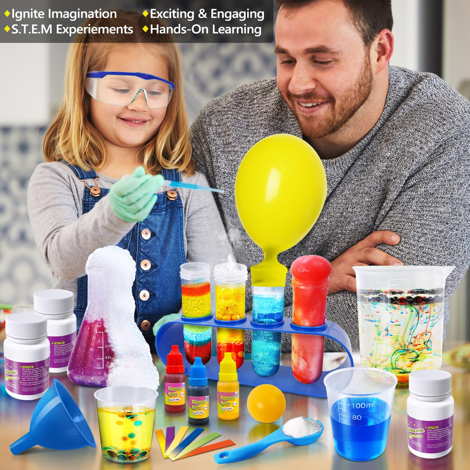 UNGLINGA 272 Kits de experimentos para niños, kit de química, caja de experimentos, juguetes para niños, regalos para niños, kit de química volcán, cristal, magia, física, proyecto de laboratorio de