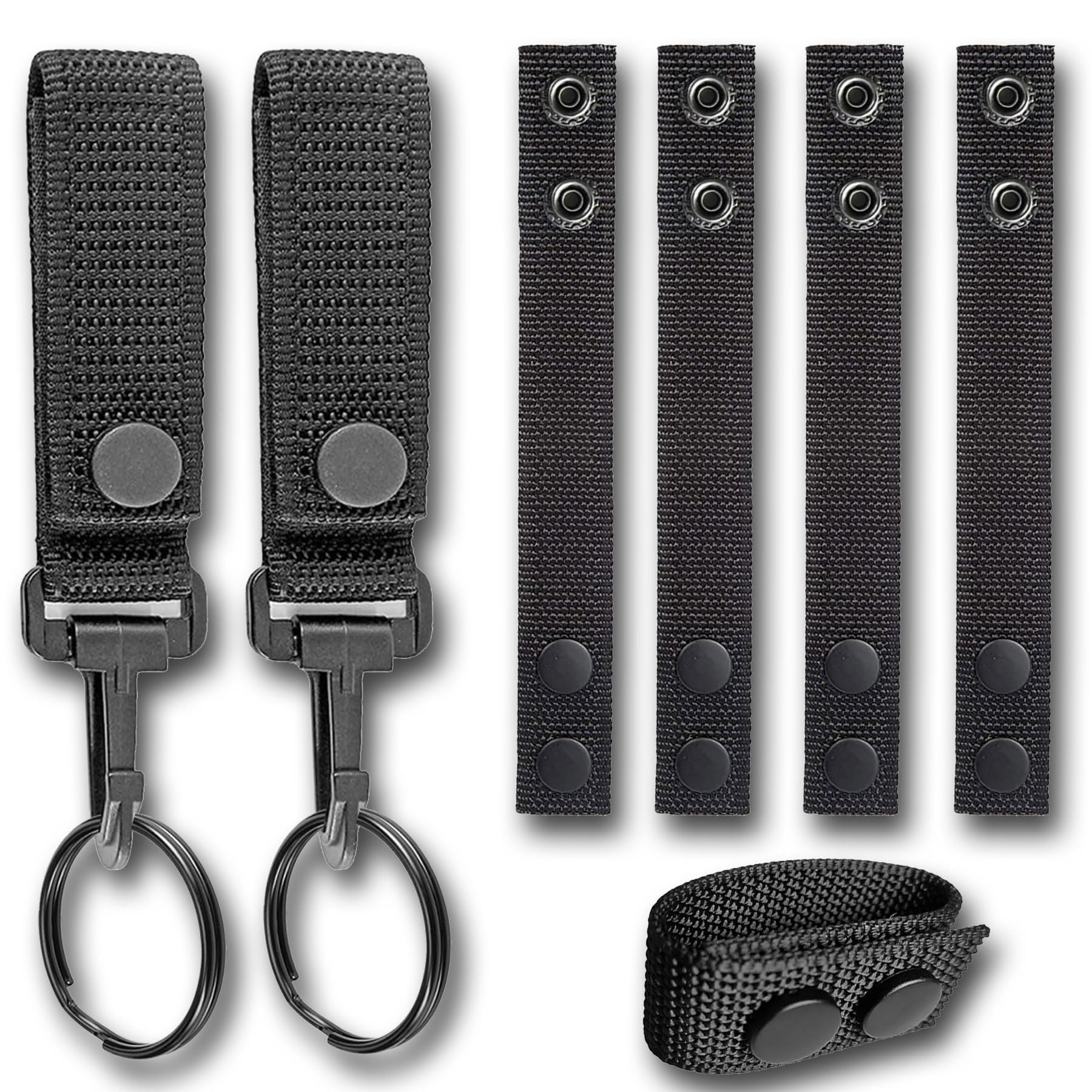 6Pcs Nylon Duty Belt Keepers for Duty Belt, Tactical Belt Loop Clip Molle Key Holder With Double Snaps - Police Security Law Enforcement Accessories