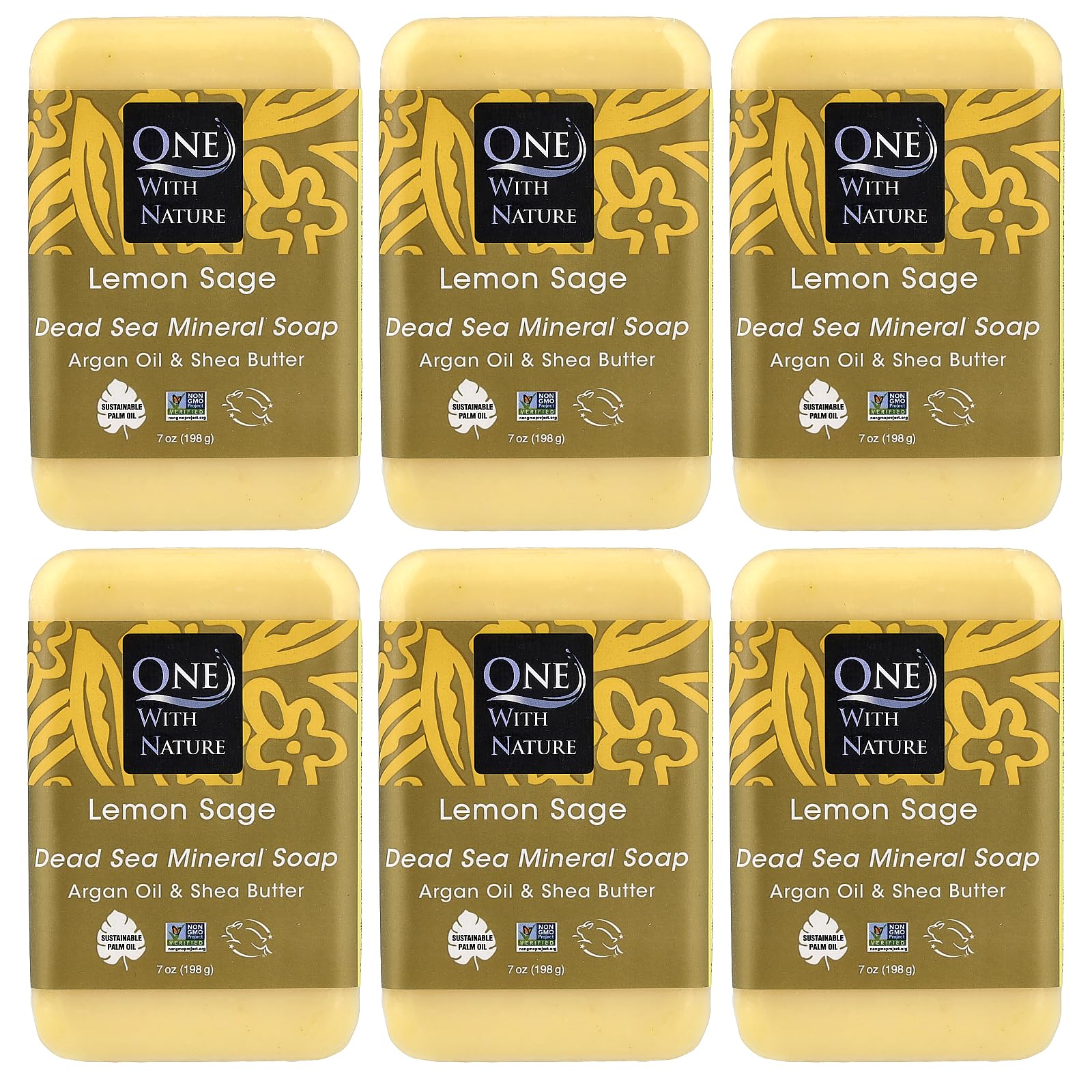 One with Nature Dead Sea Mineral Soap, Lemon Sage, 7 de Ounces (Pack of 6) by One with Nature