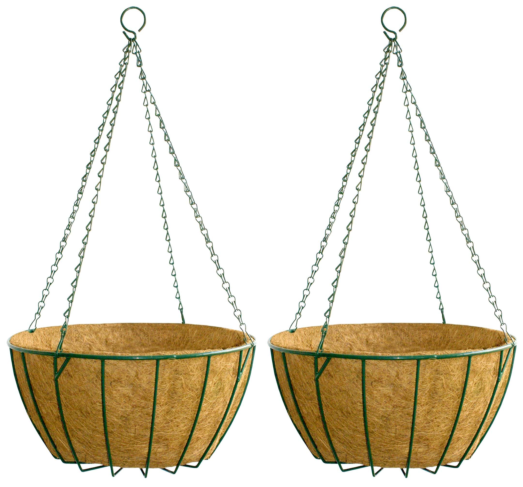 GARDEN KING- 12 INCH Coir Hanging Planter Basket with Chain, Hanging Basket with Coco Liner, Classic Coir Hanging POTS for Home and Garden (Set of 2 Pcs, Green) (B07S9452B5) Amazon Price History, Amazon Price Tracker