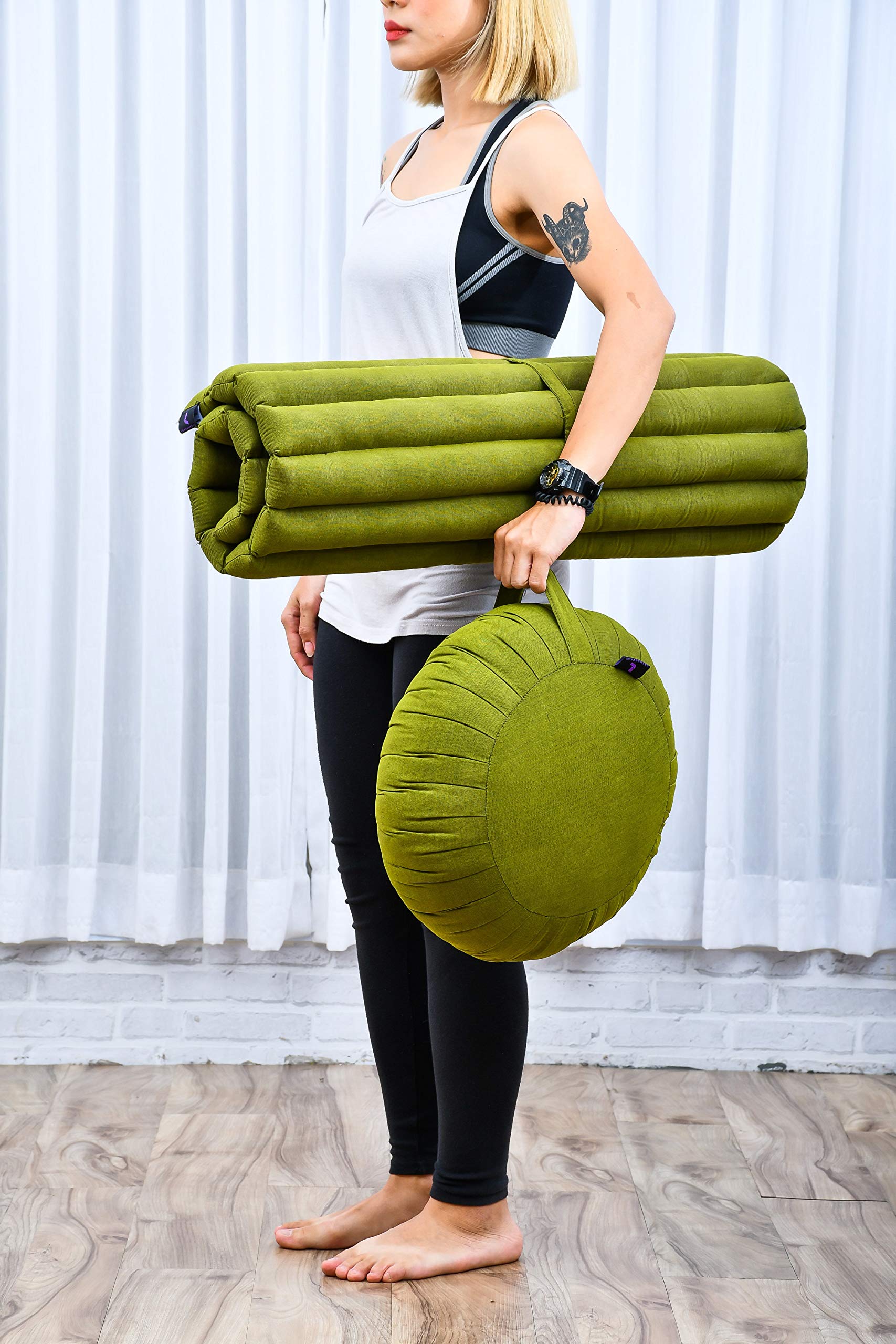 Leewadee Set Meditazione Zafu & Zabuton - Cuscino Meditazione Kapok Yoga Zen Zazen