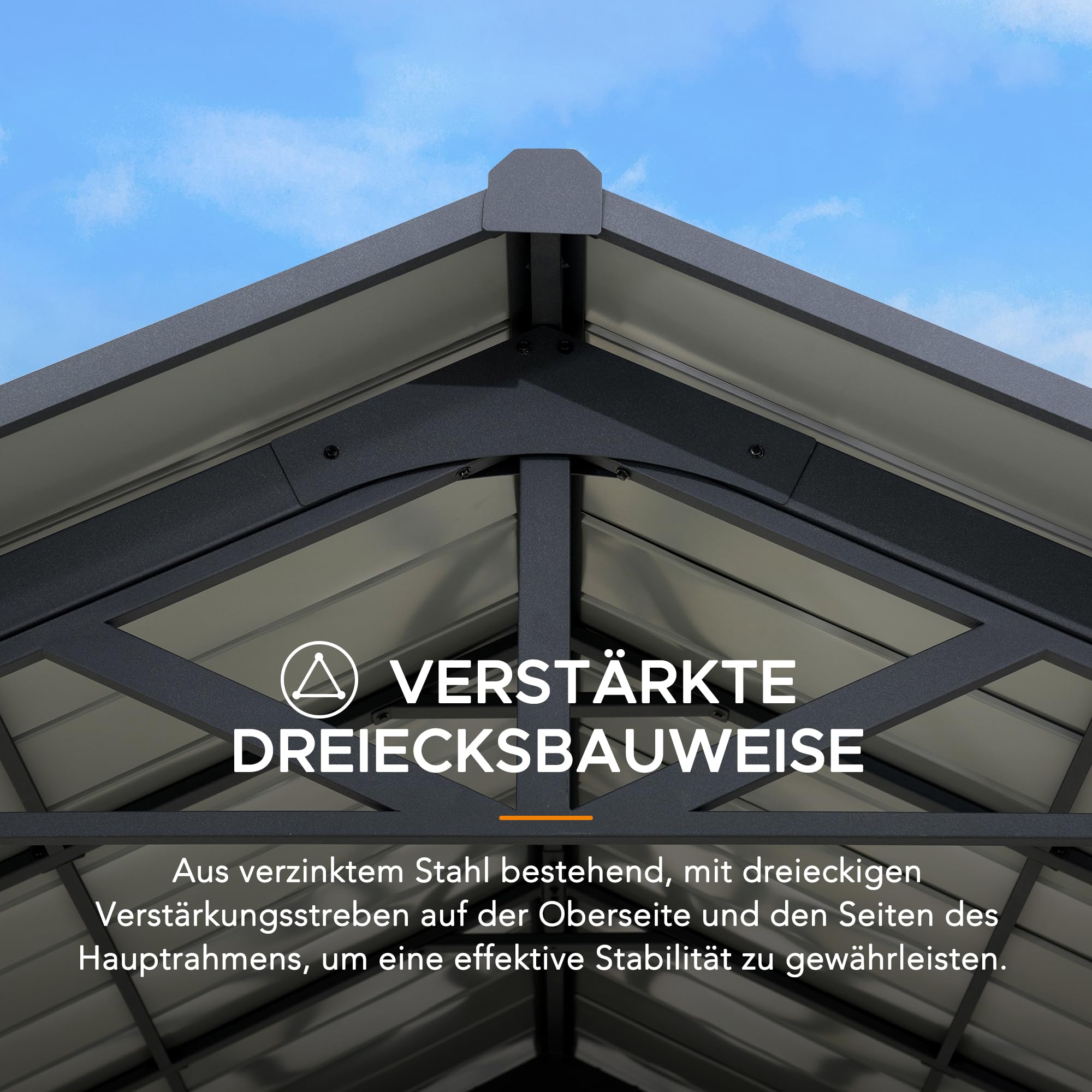 SUNJOY Carport für den Außenbereich, 6,1 x 3,6 m, dickere 10 cm Pfosten, pulverbeschichtetes Stahldach, Robustes Carport, UV-beständig und wasserdicht, Gartenpavillon für SUV, LKW und PKW, Schwarz