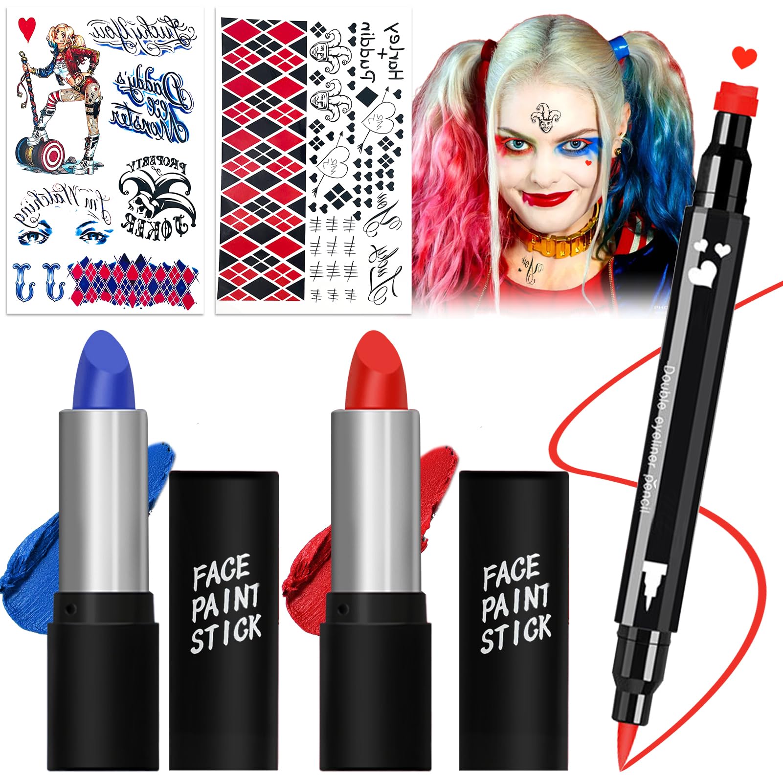 JOYIN Set De 36 Piezas De Maquillaje Para Halloween – Pintura Facial, Crayones Y Brochas, Fácil De Poner Y Quitar, No Tóxico Para Piel Sensible (Ideal Para Fiestas Y Cosplay)