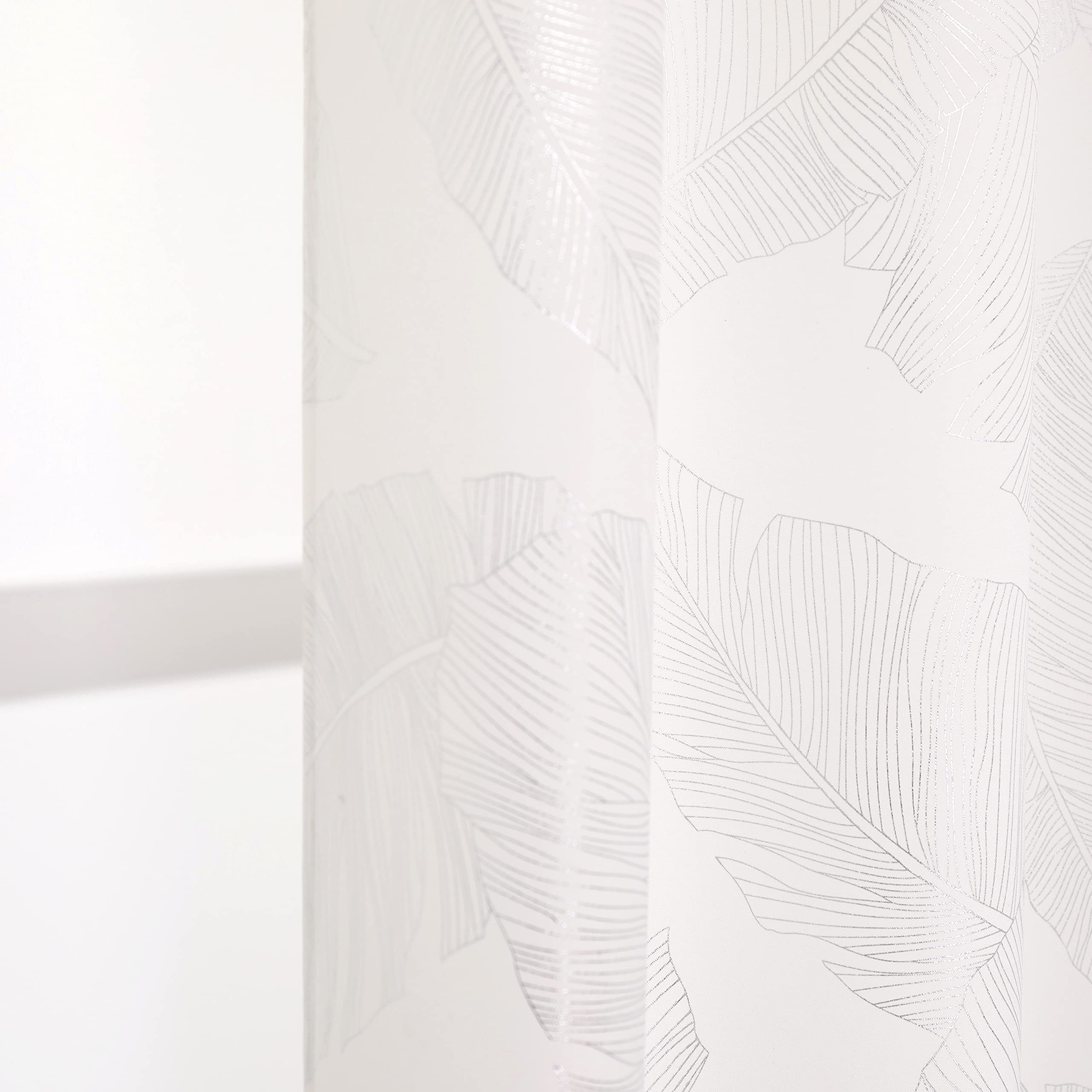 Taisier Home Leaf Curtains Printed Curtain Panel Bedroom Living Room Thermal Insulated Window Treatment 2 Panels,Banana Tropical Trees Exotic Leaves Pattern Set,52" WX 84" L,Off White and Silver