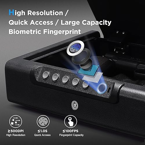 Miniatura 3 de SYCEES Pistola biométrica de huellas dactilares acceso rápido 100 huellas dactilares teclado retroiluminado entrada silenciosa teclas de respaldo