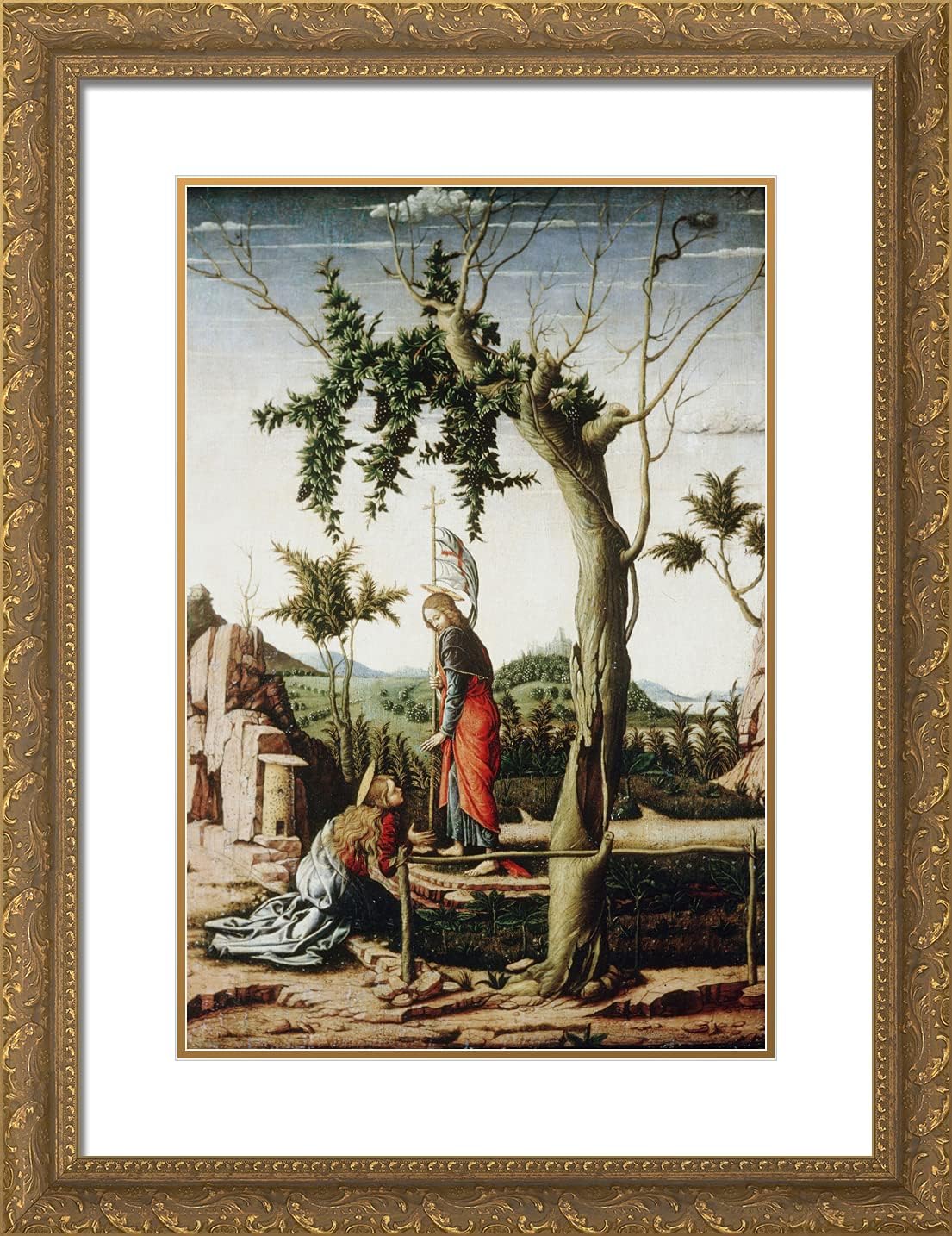 ArtDirect Mantegna, Andrea 19x24 Gold Ornate Framed Art Print with Double Matting Titled: Island of Cartura