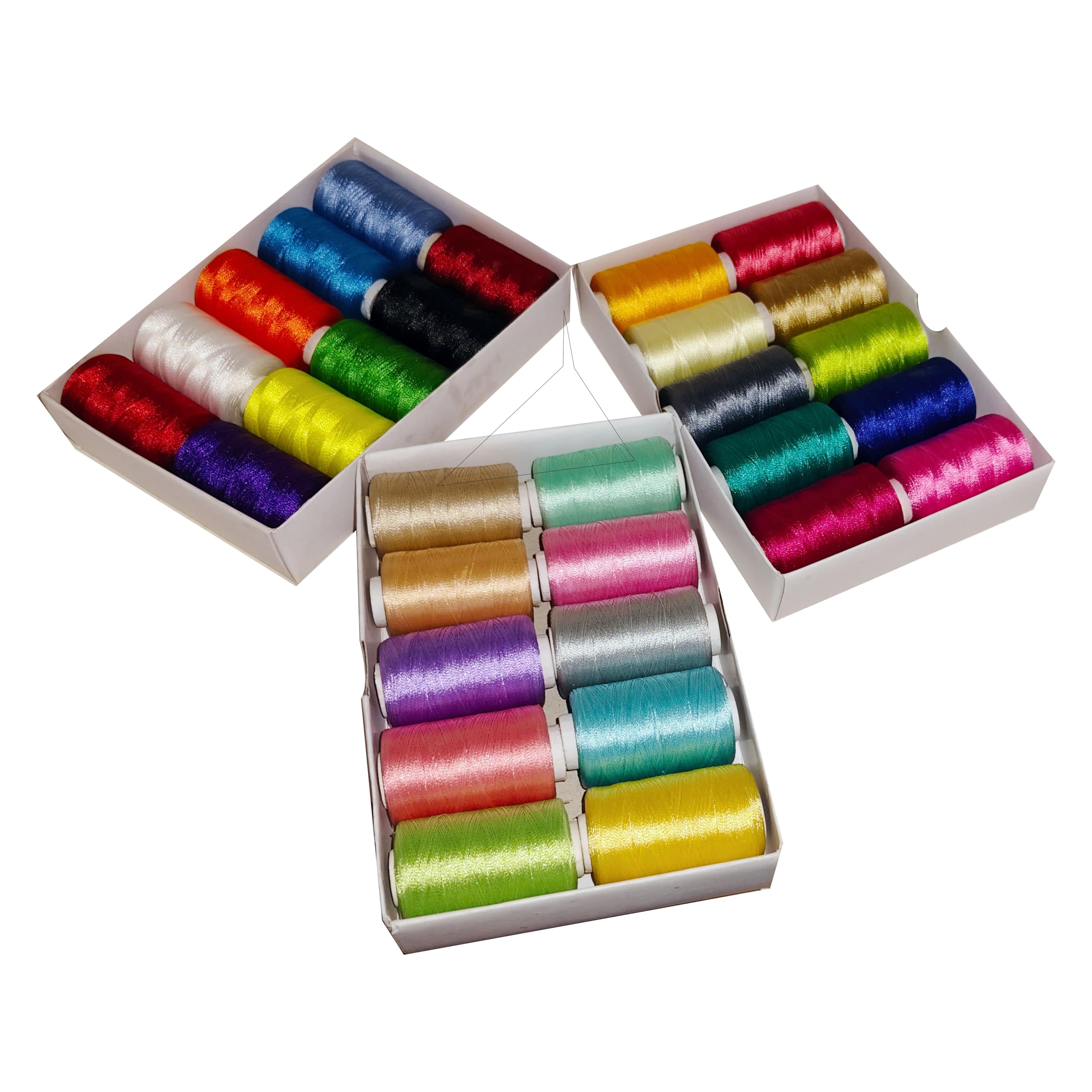 Zoohi Brand 30 Pcs Polyester Silk Embroidery Threads, Barik (Thin) 0.20 MM, 900m Spool, for Embroidery Machines, Jewellery Making (3, Basic Color) 1