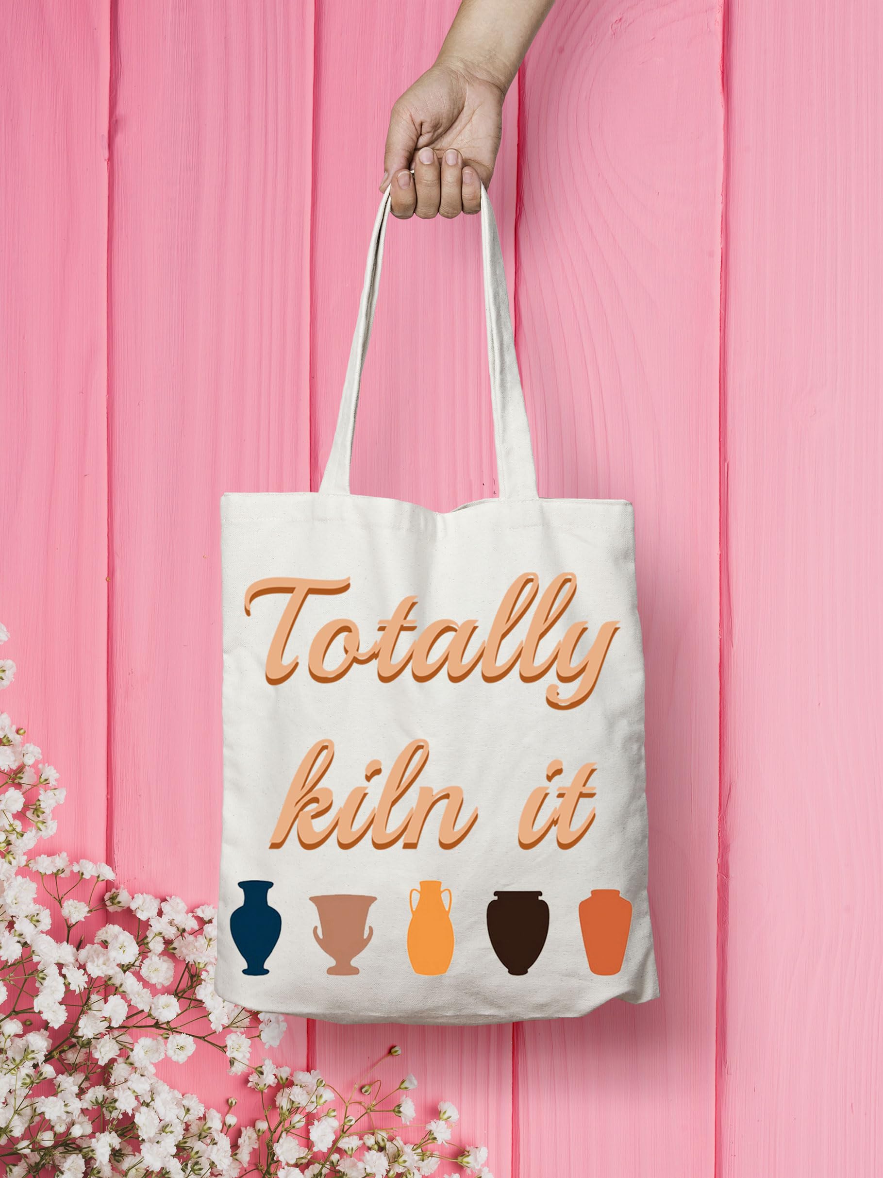 VAMSII Totally Kiln it Tote Bag Ceramic Artist Gifts Pottery Lover Gifts Bag Clay Pottery Maker Gift Ceramic Pottery Shopping