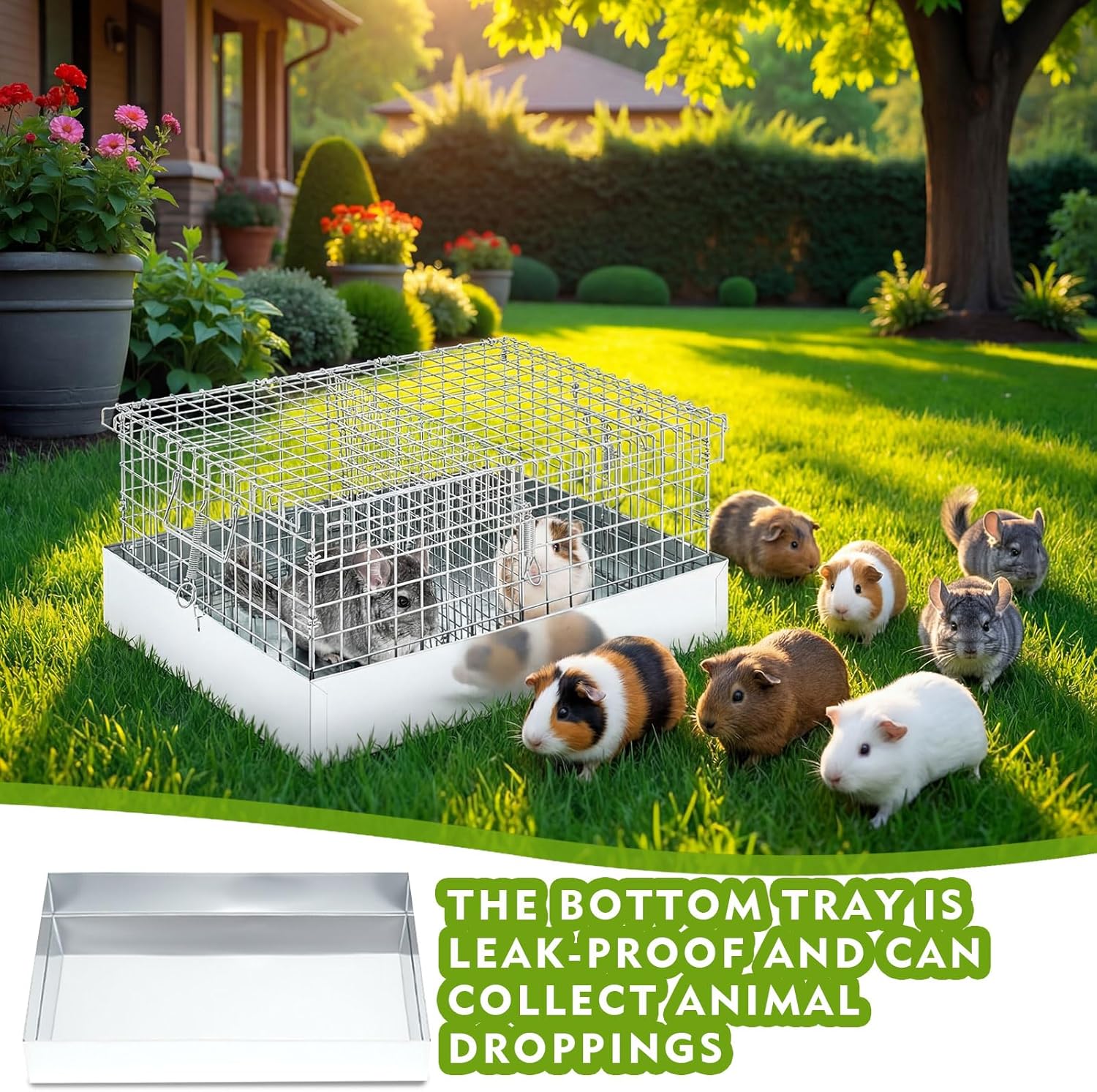 DoubleFill 2 Hole Cavy Transport Cage 16 x 14 x 8 Inch, Chinchilla Hamsters Chicks Rabbit Carrier for Travel Temporary Housing, Indoor Outdoor Pet Habitat Animal Enclosure