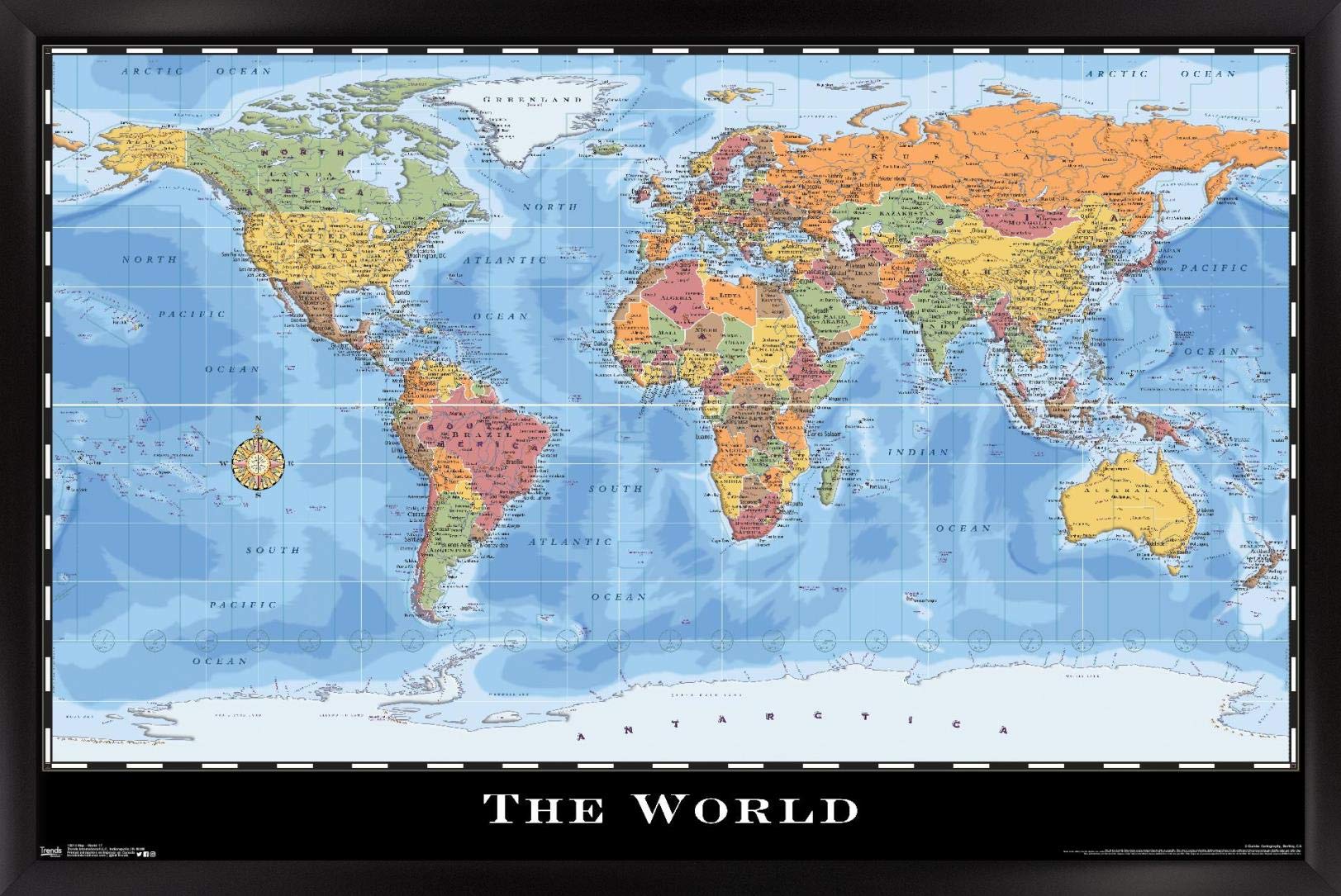 Photo 1 of (SEE NOTES) Trends International Map-World Wall Poster, 22.375" x 34", Black Framed Version 22.375" x 34" Black Framed Version