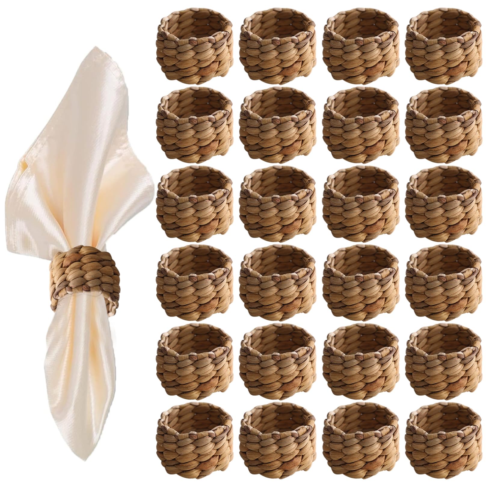 Ronds de serviette en rotin x24 pour habiller facilement vos tables de fête rustiques