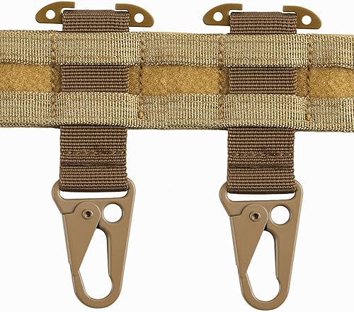 Miniatura 7 de Tactical Belt Clip T-Mount Molle Clip Molle Bag Clip Tactical Clash Hook Hanging Carabiner, MOLLE Webbing Belt Clip with Metal Hook for Tactical