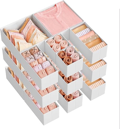 Miniatura 12 de Songmics URDZ006G03 Organizador de cajones, para aparador, juego de 12, contenedores plegables de tela para calcetines, ropa interior, brasieres,