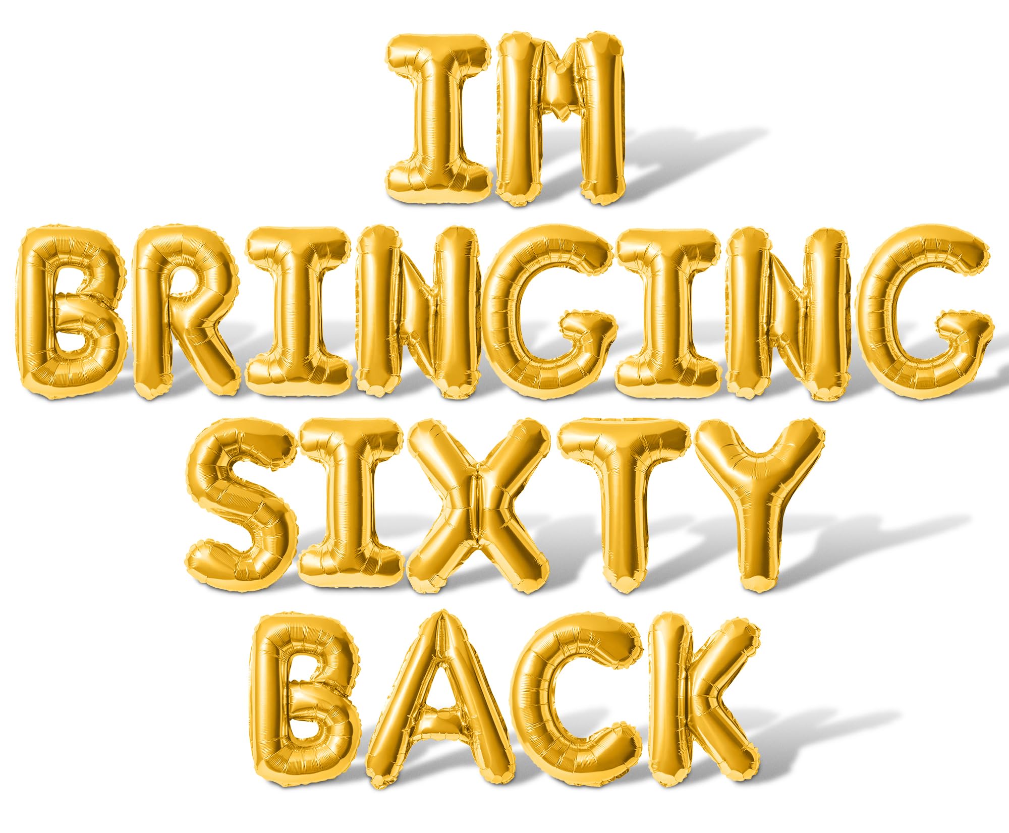 Letter Balloons - IM BRINGING SIXTY BACK 16" Inch Alphabet Letters Foil Mylar Balloon 60th Birthday Party Balloon Banner (Gold)