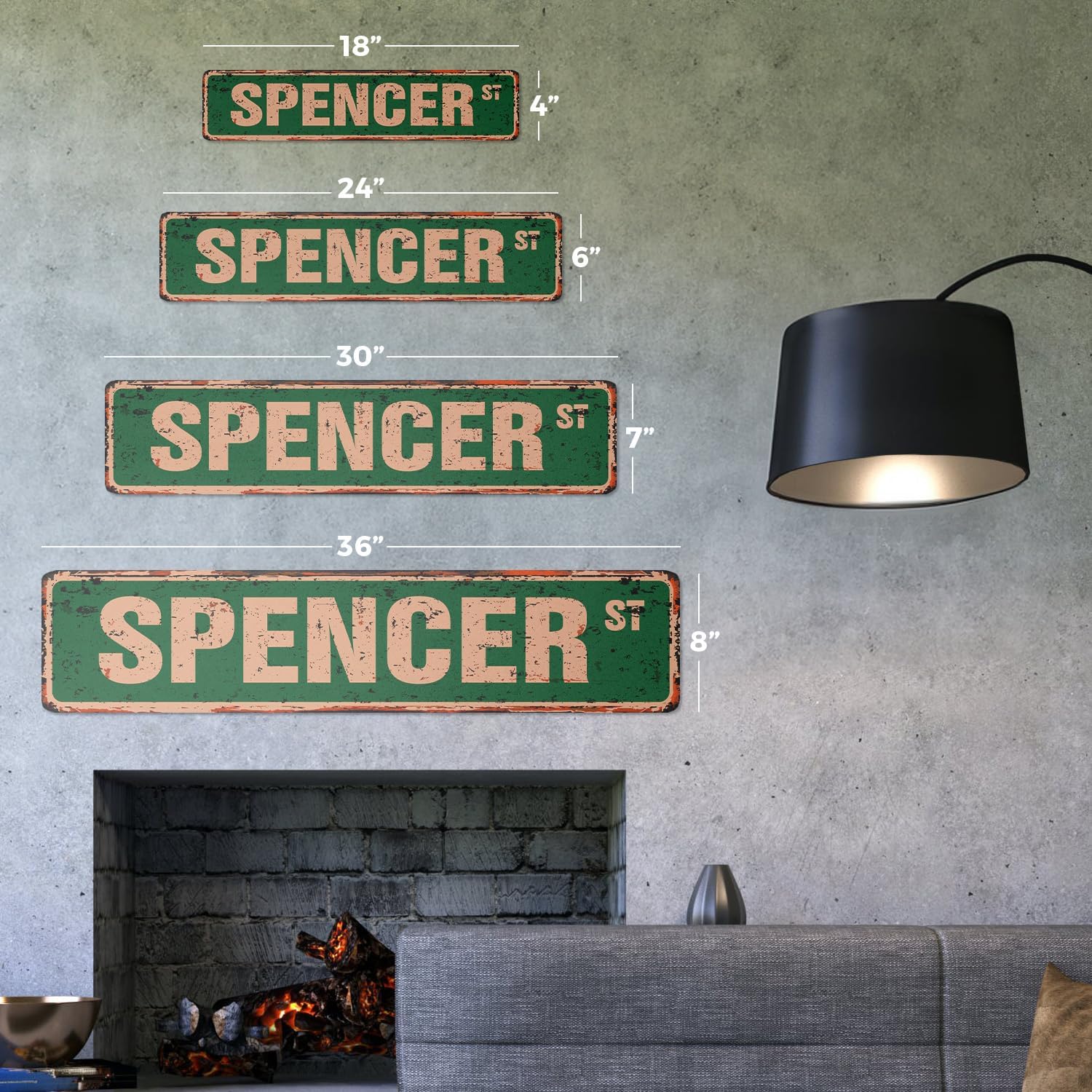 Spencer Vintage Plastic Street Sign Childrens Name Room Sign | Indoor/Outdoor | 36" Wide