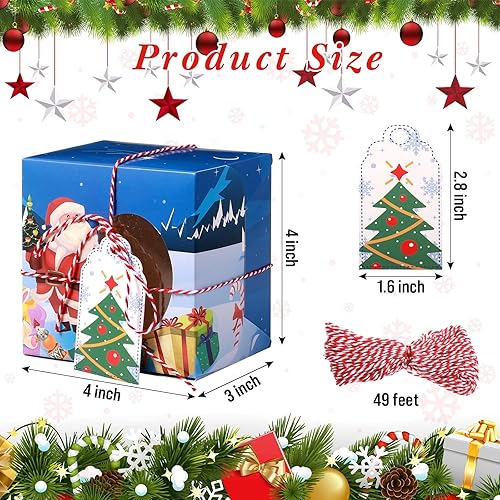 Miniatura 3 de TaoBary 36 cajas de galletas de Navidad – Cajas de regalo de copos de nieve de invierno de 4 x 4 x 3 pulgadas con ventana para Navidad, panadería,