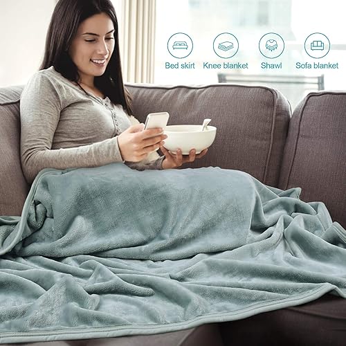 Miniatura 6 de EIUE - Manta de forro polar, mantas suaves para sofás y sillones, mantas ligeras de tamaño individual para cama (gris, 60 x 80 pulgadas)