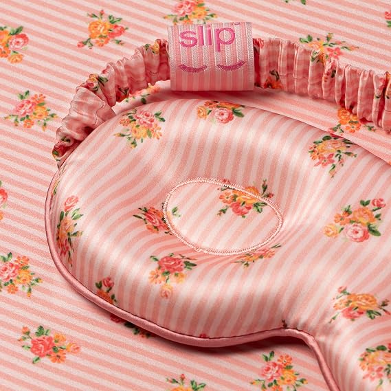Slip Silk Contour Sleep Mask - Petal (One Size) - 100% Pure Mulberry 22 Momme Silk Eye Mask - Comfortable Sleeping Mask with Elastic Band + 100% PU Foam Filler