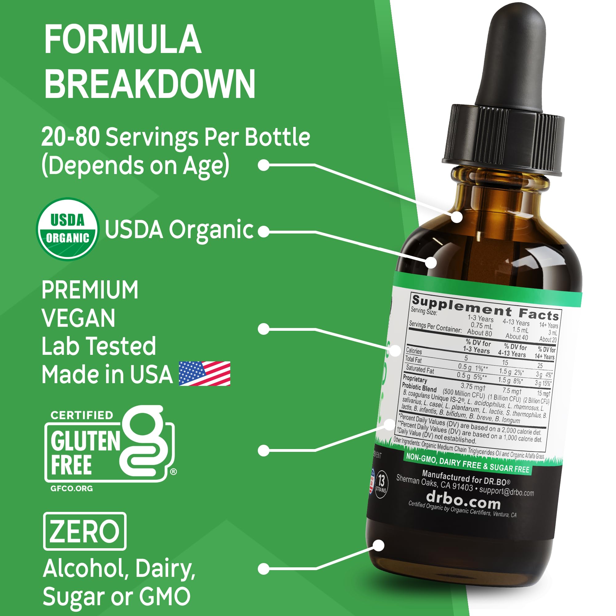 Organic Liquid Probiotic Drops Supplement - Organic Probiotics for Kids, Women & Men, Digestive Gut Health - Vegan Acidophilus Probiotics, Kid Flora Toddler Liquid Probiotic for Kids, Womens, Men 2 Oz — Amazon image 8