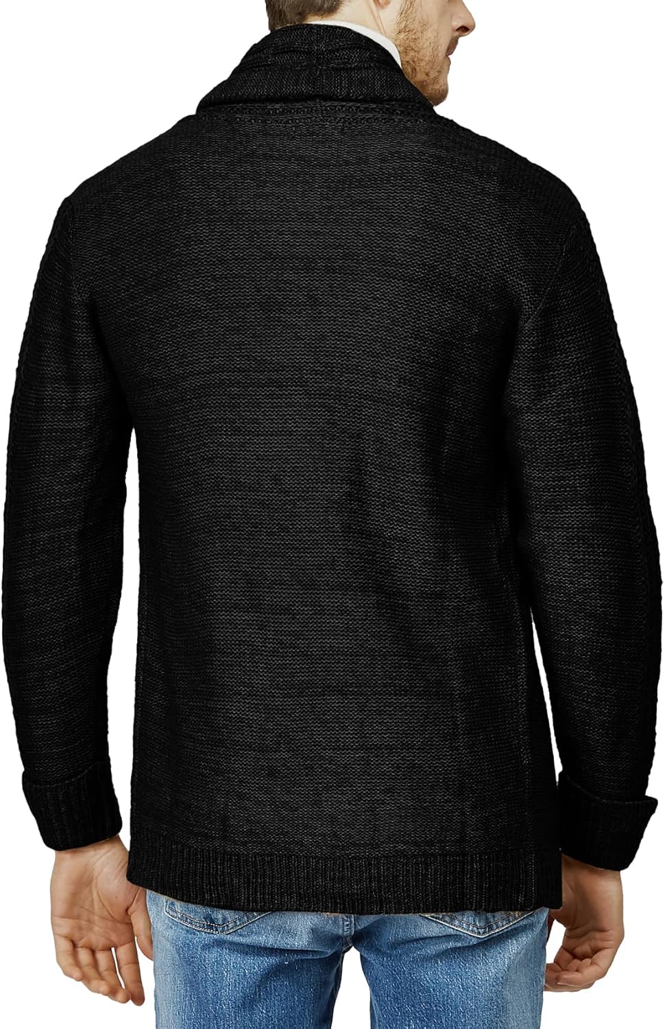 H2H Mens Casual Comfortable Fit Ruffle Shawl Collar Knitted Open Front Long Length Sweater Cardigan - Image 4