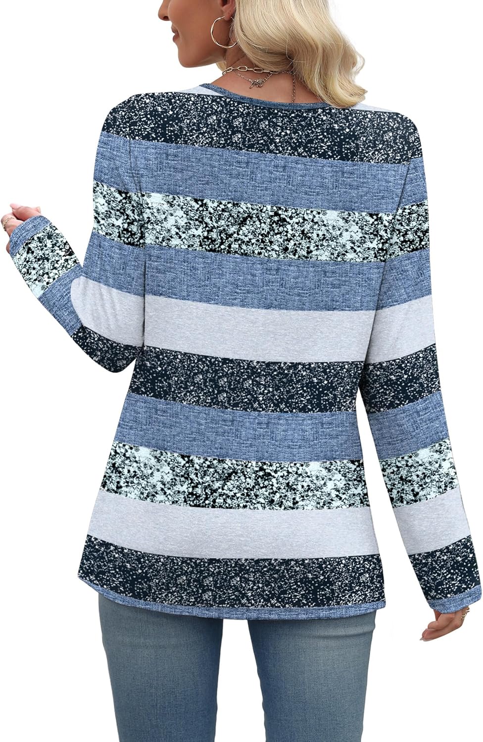 WIHOLL Long Sleeve Shirts for Women Fall Outfits V Neck T Shirts Button Down Tunic Tops Fashion Clothing - Image 5