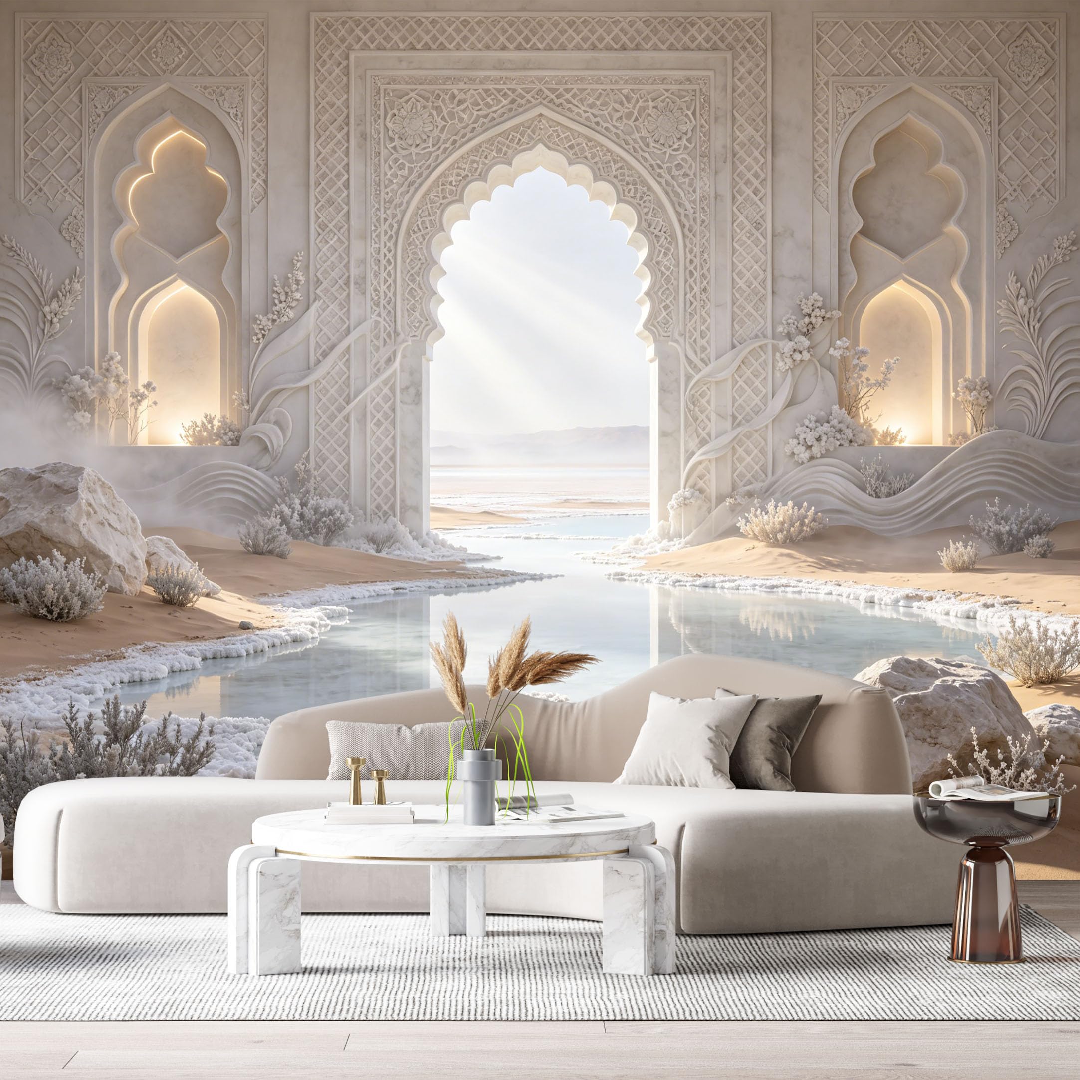 Custom Size Wall Murals Desert Landscape Architecture 3D Trompe L'Oeil SelfAdhesiveWall Fabric Removable Wallpaper Wall Decor for Living Room Bedroom Bathroom